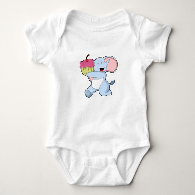 Body Para Bebé Elefante con torta (Anverso)