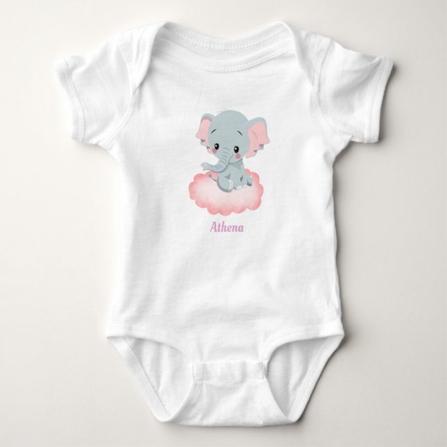 Body Para Bebé Elefante de bebé personalizado (Anverso)