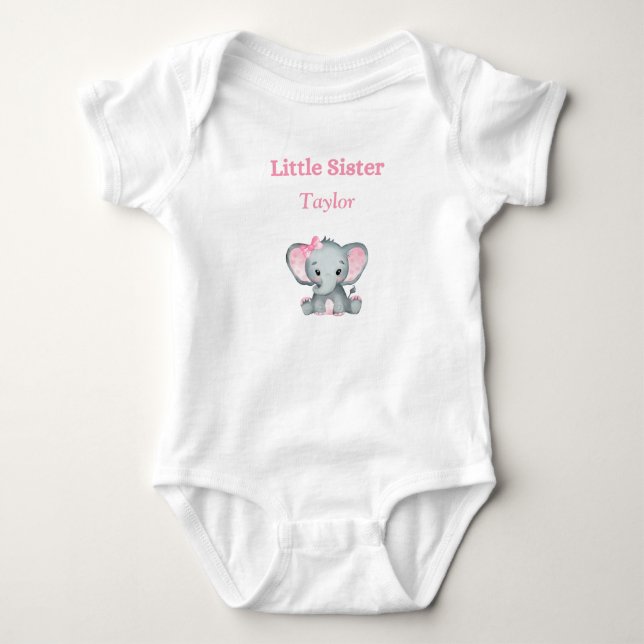 Body Para Bebé Elefante de hermanita camiseta de una sola pieza (Anverso)