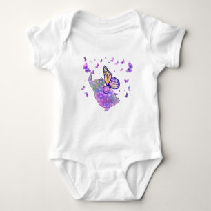 Body Para Bebé Elefante de mariposa morada Funny Baby Bodysuit