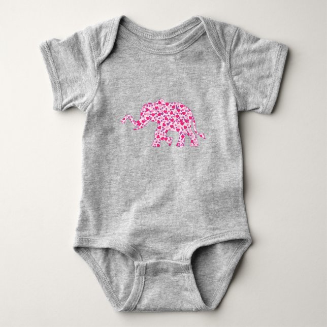 Body Para Bebé Elefante del corazón rosado (Anverso)