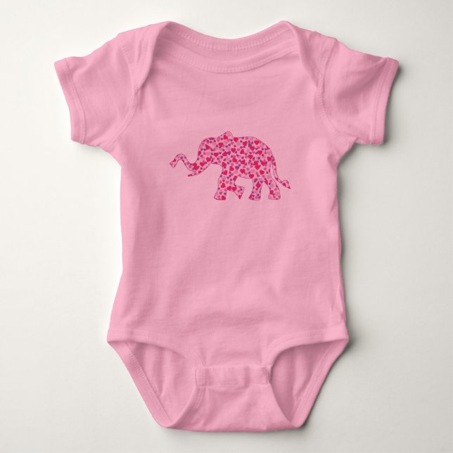 Body Para Bebé Elefante del corazón rosado (Anverso)