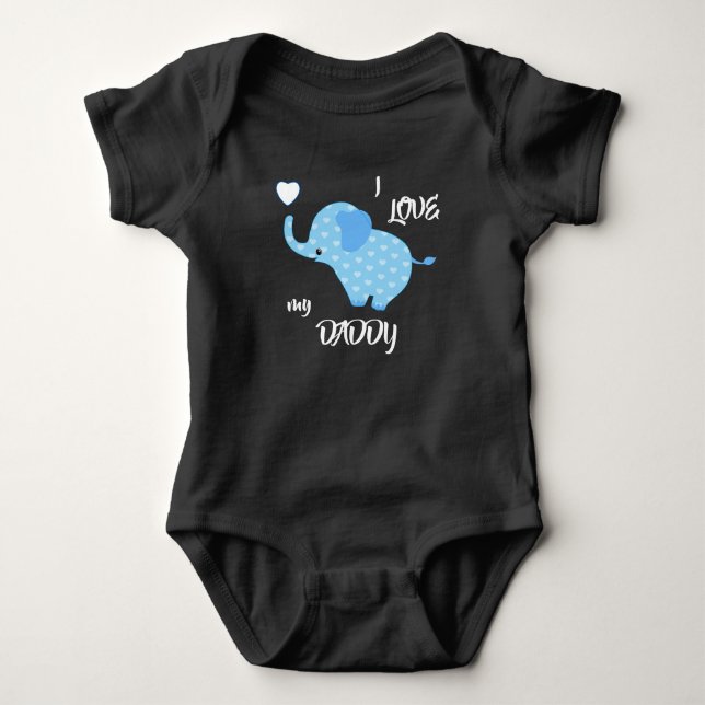 Body Para Bebé Elefante del patrón del corazón azul (Anverso)