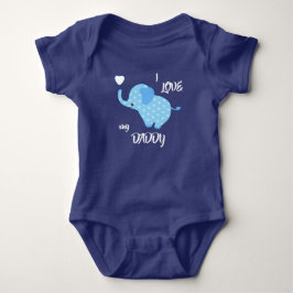 Body Para Bebé Elefante del patrón del corazón azul