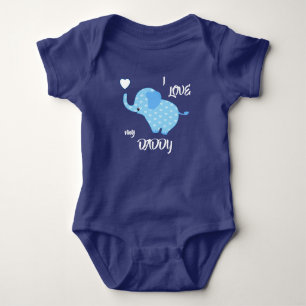 Body Para Bebé Elefante del patrón del corazón azul