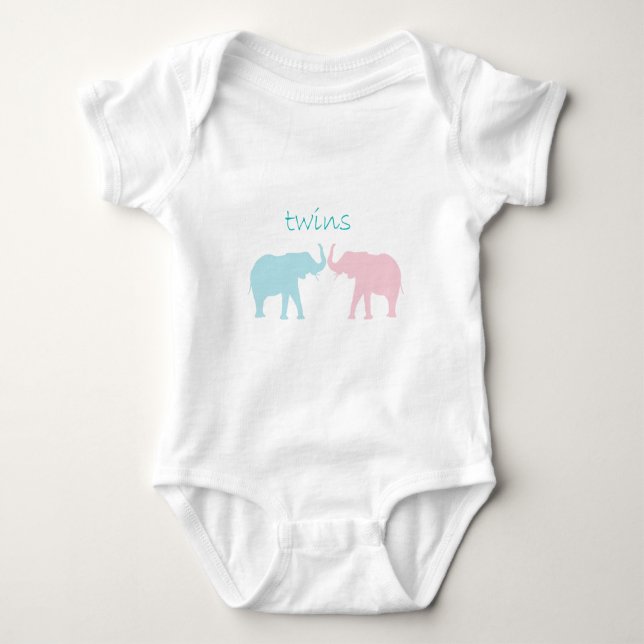 Body Para Bebé Elefante Doble Rosa Y Azul (Anverso)