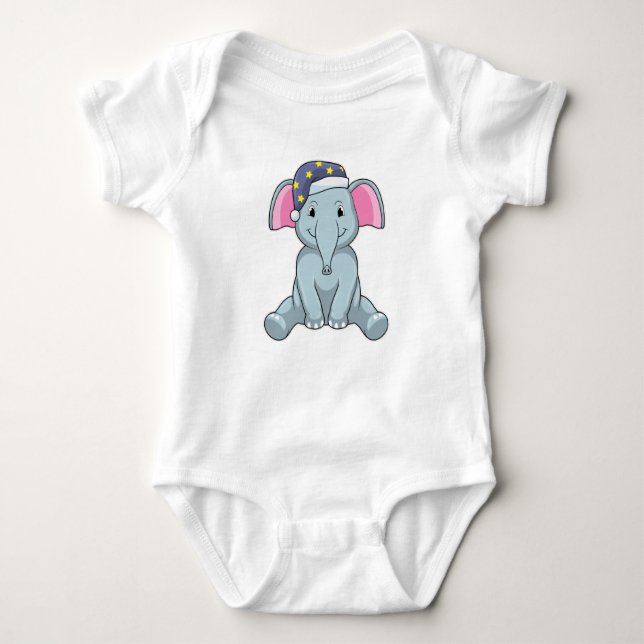 Body Para Bebé Elefante durmiendo con gorra nocturna (Anverso)