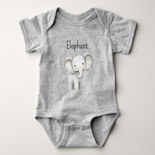 Body Para Bebé Elefante Gris Bonito (Anverso)