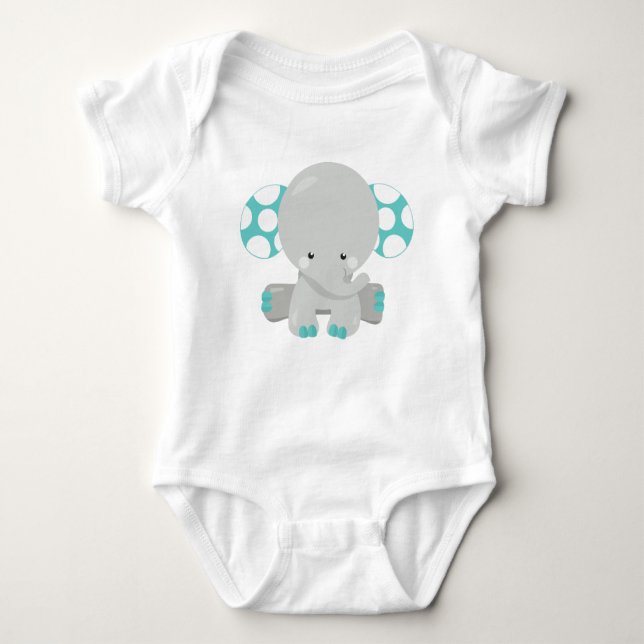 Body Para Bebé Elefante lindo, pequeño elefante - gris azul (Anverso)