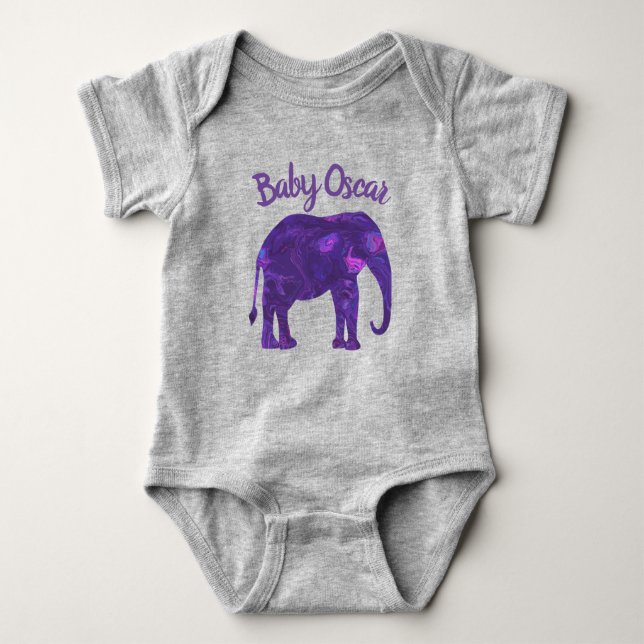 Body Para Bebé Elefante púrpura Resumen Silihouette Baby Bodysuit (Anverso)