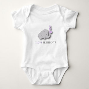 Body Para Bebé Elefante púrpura y gris del bebé