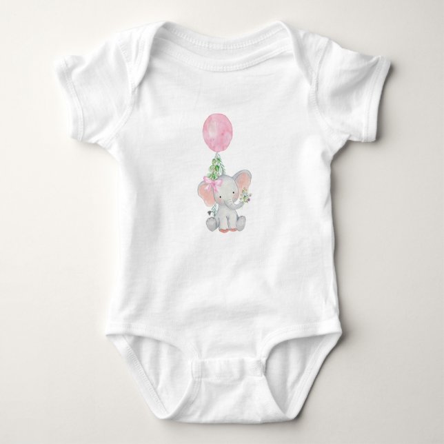 Body Para Bebé Elefante Rosa Bebé Chica Bodysuit (Anverso)
