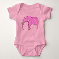 Elefante rosa lindo Polka blanco pega la camiseta