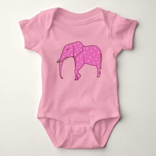 Body Para Bebé Elefante rosa lindo Polka blanco pega la camiseta  (Anverso)