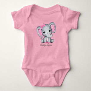 Body Para Bebé Elefante rosa personalizado
