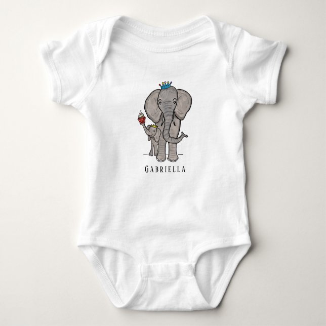 Body Para Bebé Elefante y bebé personalizados (Anverso)