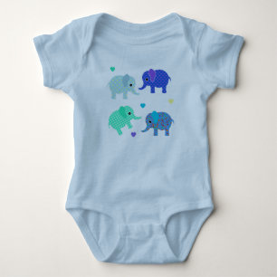 Body Para Bebé Elefantes azules y verdes traje de bebé