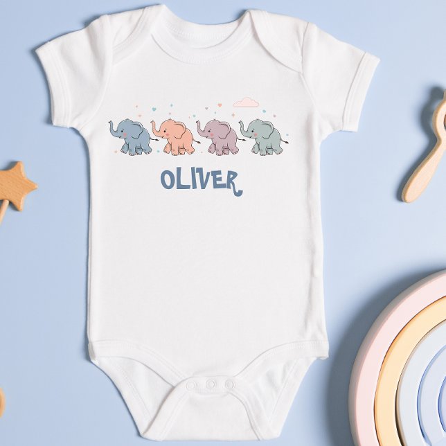 Body Para Bebé Elefantes Coloridos Lindos (Subido por el creador)