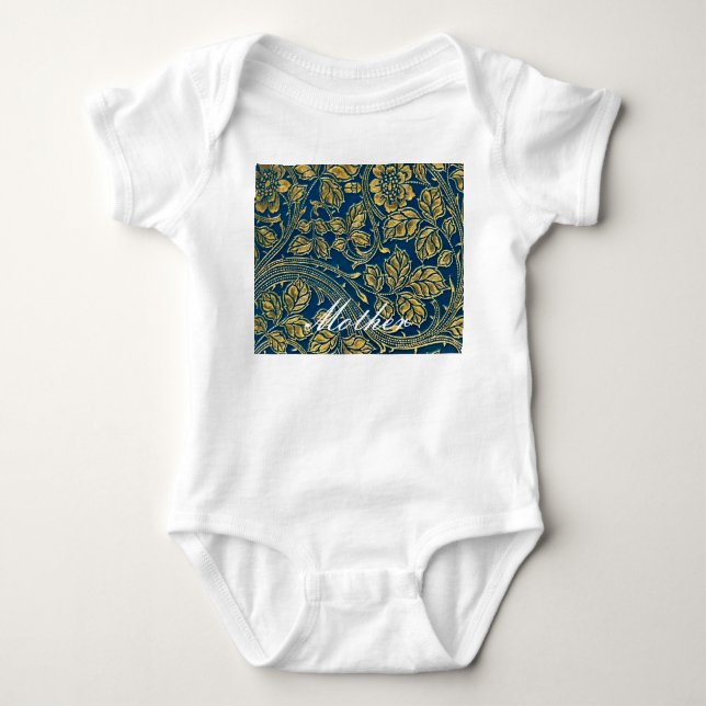 Body Para Bebé Elegancia azul dorado (Anverso)