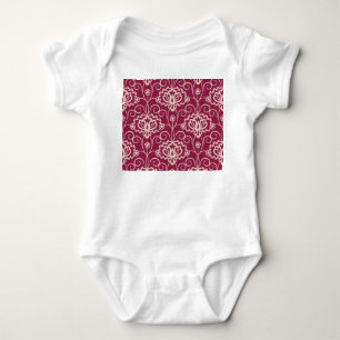 Body Para Bebé Elegancia floral: Patrón de encaje rojo