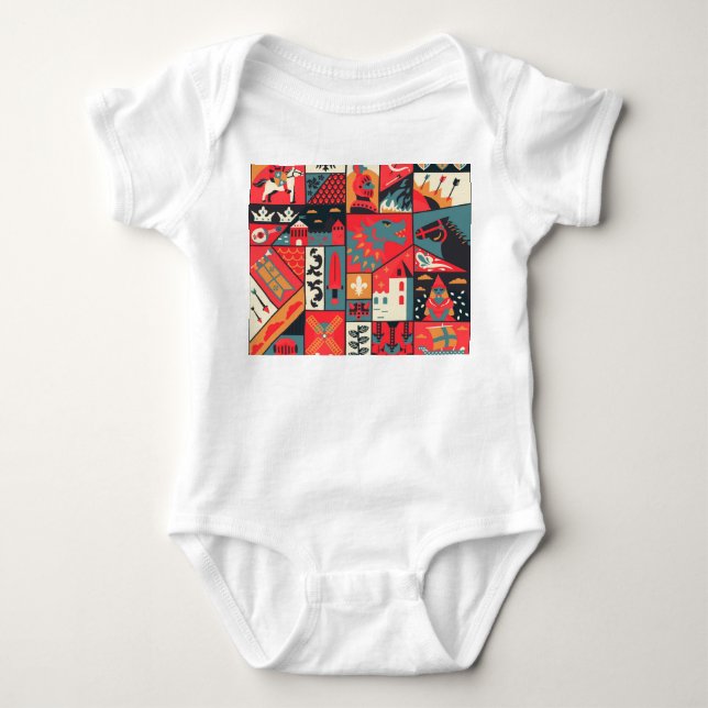 Body Para Bebé Elegancia medieval: diseño de patrones sin foco (Anverso)