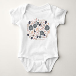 Body Para Bebé Elegante Bebé De Diseño Floral Gris Peach
