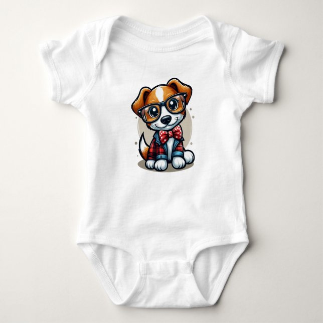 Body Para Bebé Elegante Doggo Plaid (Anverso)