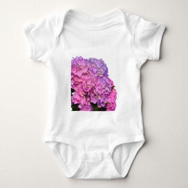 Body Para Bebé Elegante floral rosa púrpura hidrangeas (Anverso)