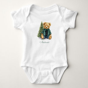 Body Para Bebé Elegante Santa Bebé en Acuarela Navidad Baby Showe