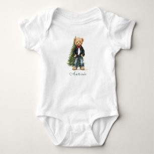 Body Para Bebé Elegante Santa Bebé en Acuarela Navidad Baby Showe