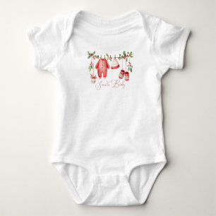 Body Para Bebé Elegante Santa Bebé en Acuarela Navidad Baby Showe