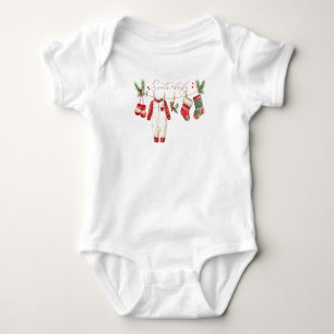 Body Para Bebé Elegante Santa Bebé en Acuarela Navidad Baby Showe