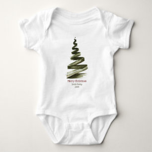 Body Para Bebé Elegantes Navidades Green Tree Watercolor