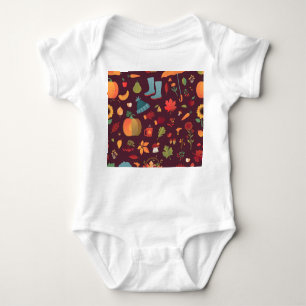 Body Para Bebé Elementos del otoño, fondo oscuro, cosecha