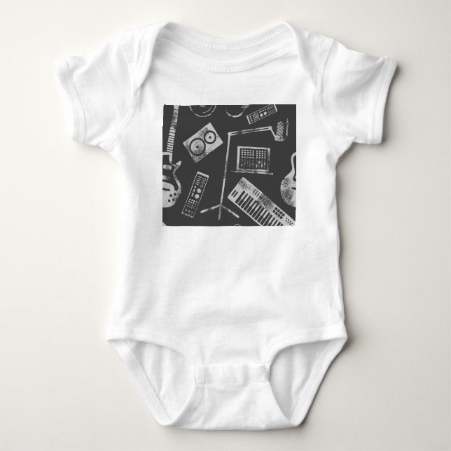 Body Para Bebé Elementos musicales: fondo inmaculado vintage. (Anverso)