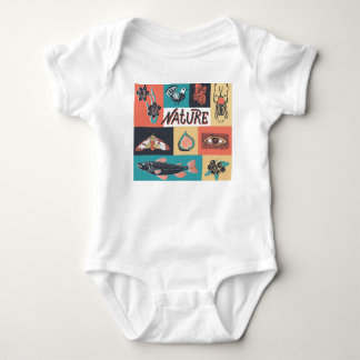 Body Para Bebé Elementos Naturales, Iconos De Estilo Retro.
