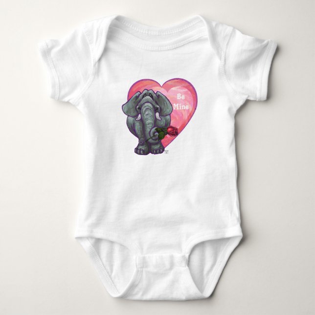 Body Para Bebé Elephant El día de San Valentín (Anverso)