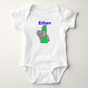 Body Para Bebé Elephant First Birthday Boy Shirt
