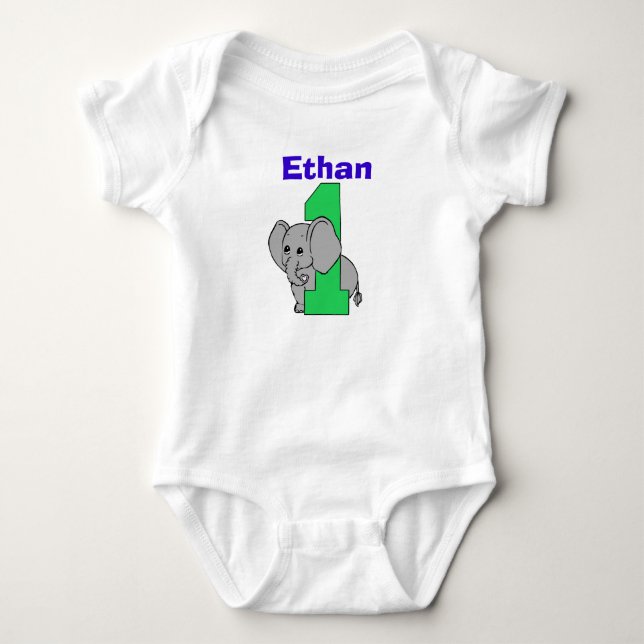 Body Para Bebé Elephant First Birthday Boy Shirt (Anverso)
