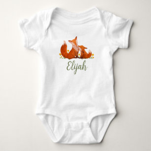 Body Para Bebé Elijah Nombre Revelar a Fox Forest Animal Boy Whim