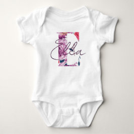 Body Para Bebé Ella Nombre Bebé Flor Script Vintage Floral E