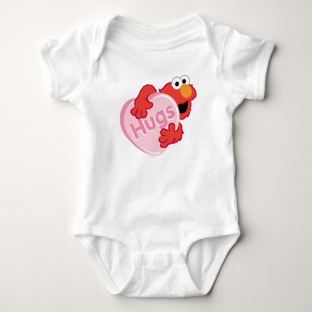 Body Para Bebé Elmo "Abrazos" Corazón de Caramelo de San Valentín (Anverso)