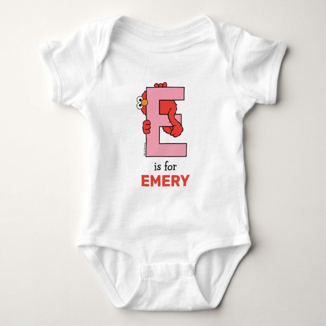 Body Para Bebé Elmo Alphabet | E Rosa (Anverso)