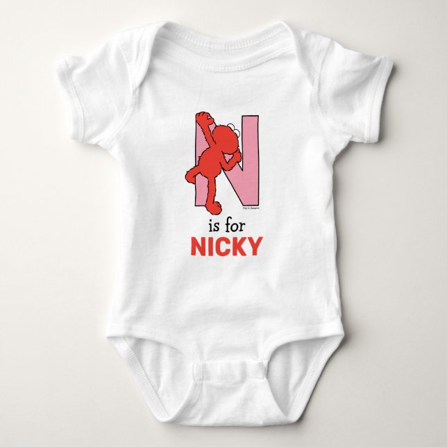 Body Para Bebé Elmo Alphabet | N Rosa (Anverso)