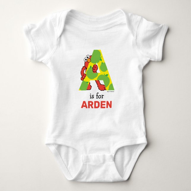 Body Para Bebé Elmo Alphabet | Una manzana (Anverso)
