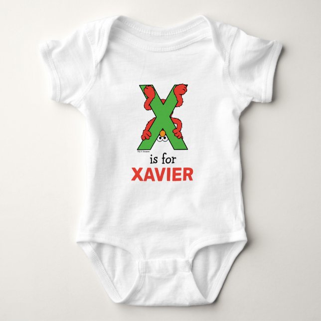 Body Para Bebé Elmo Alphabet | X Verde (Anverso)