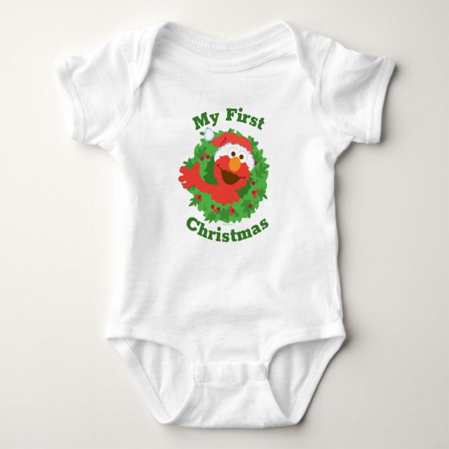 Body Para Bebé Elmo First Christmas Wreath (Anverso)