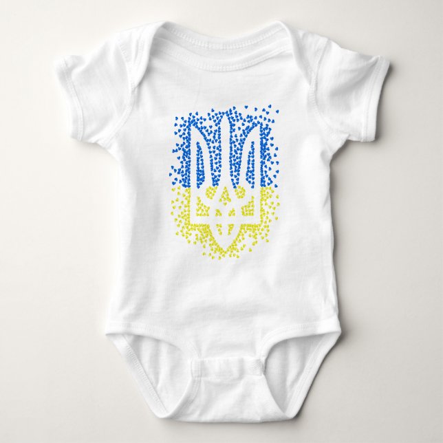 Body Para Bebé Emblema ucraniano trident tryzub esparce corazones (Anverso)