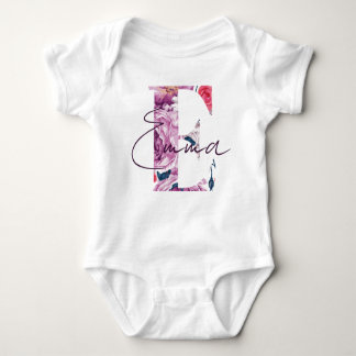 Body Para Bebé Emma Baby Name Flower Script Vintage Floral E Chic