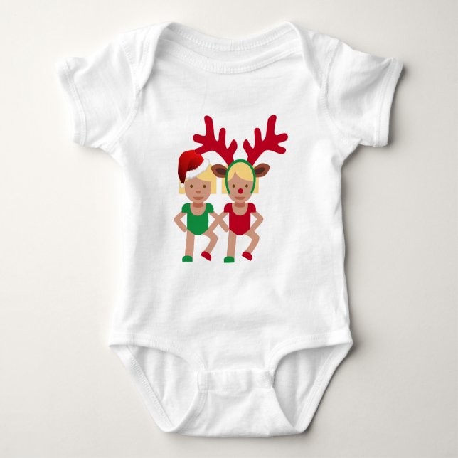Body Para Bebé emoji de gemelos navidades santa (Anverso)